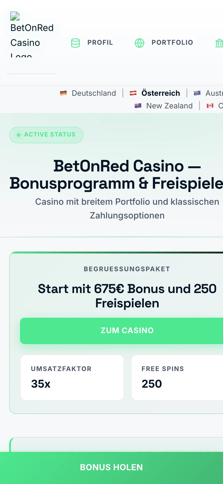 BetOnRed Casino mobile lobby screenshot