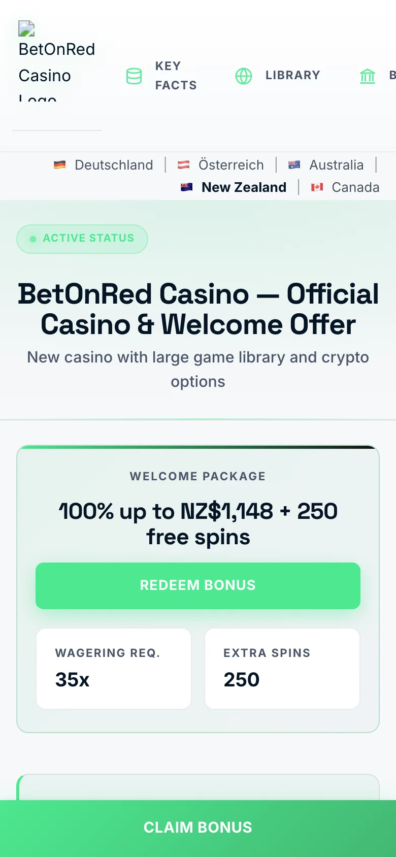 BetOnRed Casino mobile lobby screenshot
