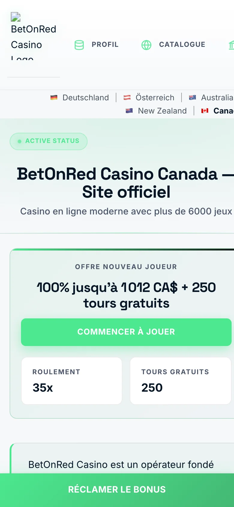 BetOnRed Casino mobile lobby screenshot